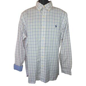 Ralph Lauren Mens Large Button-Down Long Sleeve Plaid Cotton Shirt